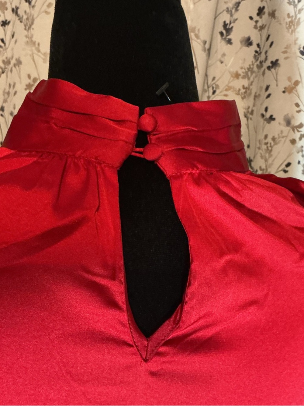 Talbots Red Keyhole Mock-Neck Blouse - Picture 11 of 15